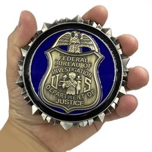 Load image into Gallery viewer, FBI Challenge Coin Special Agent Intel Analyst Federal Thin Blue Line EL9-005 - www.ChallengeCoinCreations.com