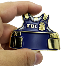 Load image into Gallery viewer, FBI Special Agent Body Armor Challenge Coin Thin Blue Line DOJ Police CL7-17 - www.ChallengeCoinCreations.com