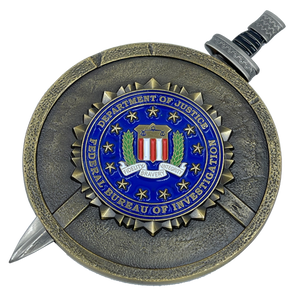 FBI Special Agent intel Analyst Shield with removable Sword Challenge Coin Set Federal Bureau of Investigations EL10-004 - www.ChallengeCoinCreations.com