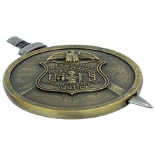 Load image into Gallery viewer, FBI Special Agent intel Analyst Shield with removable Sword Challenge Coin Set Federal Bureau of Investigations EL10-004 - www.ChallengeCoinCreations.com