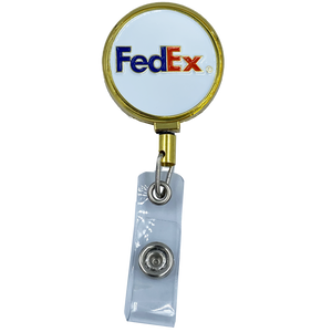 FedEx Metal ID Reel retractable Card Holder BL10-013 ID-017 - www.ChallengeCoinCreations.com