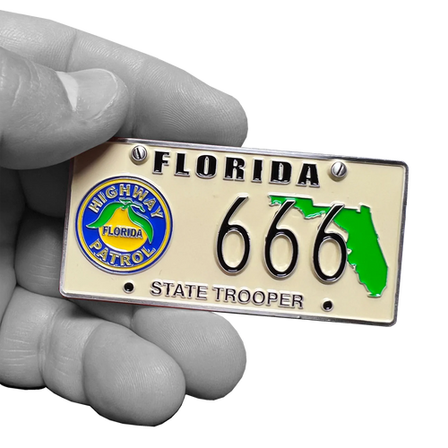 FHP Florida Highway Patrol State Police Zombie License Plate Challenge Coin BL2-009B