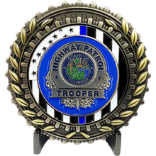Load image into Gallery viewer, Large 2.75 inch Challenge Coin with 2 pins set FHP Florida Highway Patrol Police Trooper BL1-05B - www.ChallengeCoinCreations.com