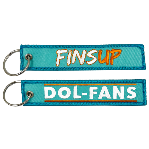 FINS UP MIAMI DOL-FANS Spirit Keychain or Luggage Tag or zipper pull EL11-019 LKC-101