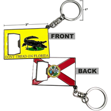 Load image into Gallery viewer, Don&#39;t Tread on Me Florida Flag Challenge Coin Bottle Opener Keychain Governor DeSantis Don&#39;t Tread on Florida EL12-011 KC-032