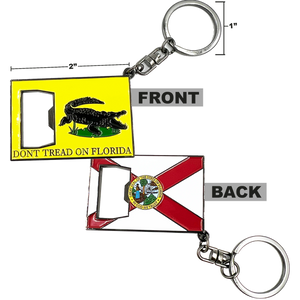 Don't Tread on Me Florida Flag Challenge Coin Bottle Opener Keychain Governor DeSantis Don't Tread on Florida EL12-011 KC-032