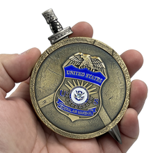 Load image into Gallery viewer, FAM Federal Agent Air Marshal Shield with removable Sword Challenge Coin Set EL2-018 - www.ChallengeCoinCreations.com
