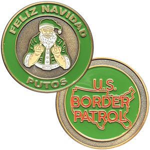Feliz Navidad Putos CBP Border Patrol Agent Christ Challenge Coin Thin Green Line GL2-005
