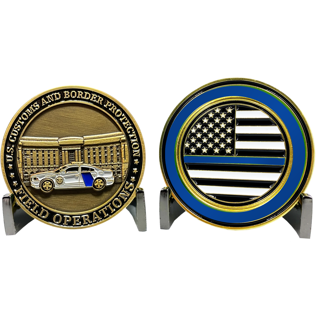 CBP HQ Headquarters CBP Officer Field Ops Agriculture Specialist cbpo Ronald Reagan Building Challenge Coin thin blue line EL7-007 - www.ChallengeCoinCreations.com