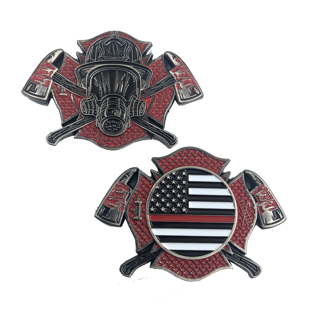 Maltese Cross Fire Department Challenge Coin Fire Fighter I-012 - www.ChallengeCoinCreations.com