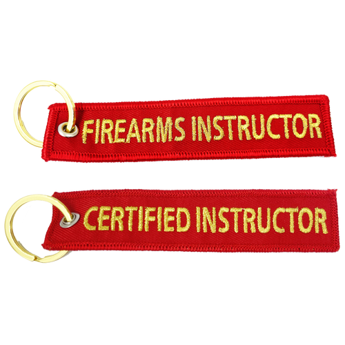 FIREARMS INSTRUCTOR keychain LUGGAGE TAG ZIPPER PULL CERTIFIED Range Master BL14-020 LKC-76 - www.ChallengeCoinCreations.com