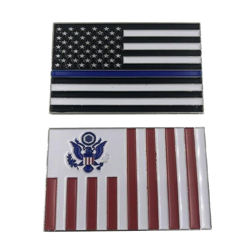 Customs Flag Challenge Coin with Thin Blue Line U.S. Flag I-009