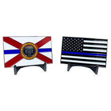 Load image into Gallery viewer, Florida Police Thin Blue Line American Flag FHP Miami Fort Lauderdale Orlando Tampa FWC CBP fbi CL2-017 - www.ChallengeCoinCreations.com