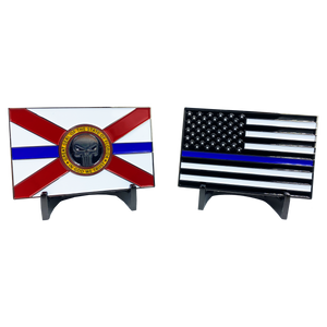 Florida Police Thin Blue Line American Flag FHP Miami Fort Lauderdale Orlando Tampa FWC CBP fbi CL2-017 - www.ChallengeCoinCreations.com
