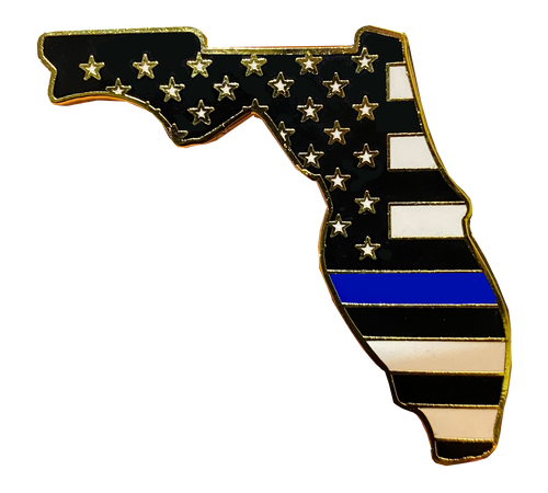Florida Thin Blue Line Police Pin with 2 pin posts and deluxe clasps HH-021 - www.ChallengeCoinCreations.com