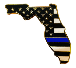 Florida Thin Blue Line Police Pin with 2 pin posts and deluxe clasps HH-021 - www.ChallengeCoinCreations.com