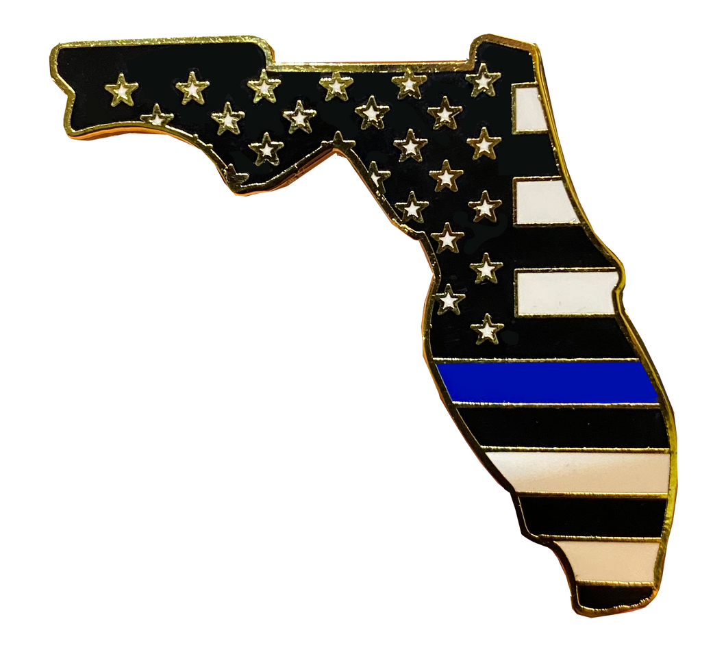 Florida Thin Blue Line Police Pin with 2 pin posts and deluxe clasps HH-021 - www.ChallengeCoinCreations.com