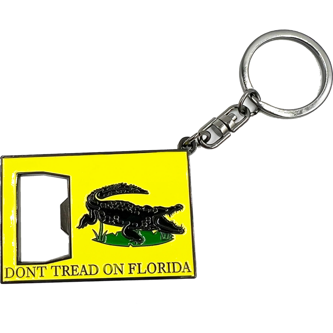 Don't Tread on Me Florida Flag Challenge Coin Bottle Opener Keychain Governor DeSantis Don't Tread on Florida EL12-011 KC-032