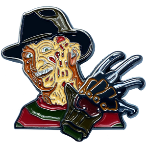 Nightmare on Elm Street Freddy Krueger Pin with double pin back and spring loaded clasps CL2-02 - www.ChallengeCoinCreations.com