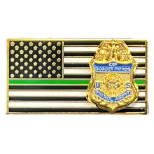 Load image into Gallery viewer, CBP Border Patrol Agent Thin Green Line Flag Pin Honor First BPA BFP-001 ZQ-149A