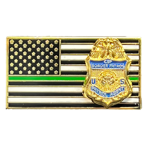 CBP Border Patrol Agent Thin Green Line Flag Pin Honor First BPA BFP-001 ZQ-149A