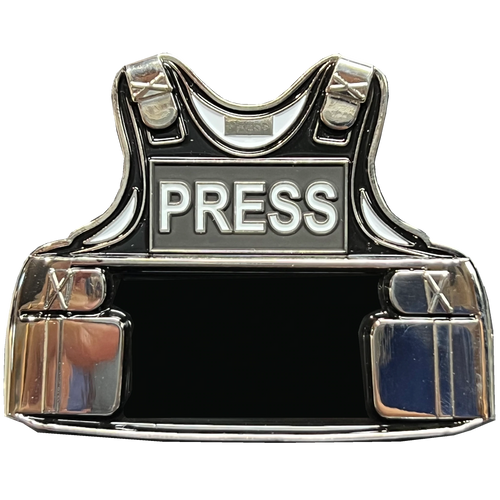 PRESS photographer Camera Man Video Outer Carrier Vest Challenge Coin CNN Fox News BBC MSNBC BL17-021