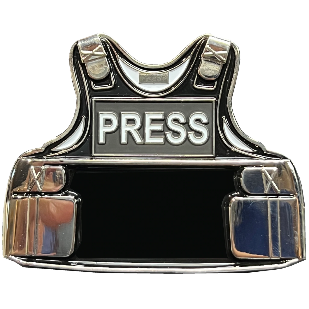 PRESS photographer Camera Man Video Outer Carrier Vest Challenge Coin CNN Fox News BBC MSNBC BL17-021