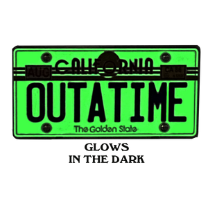 Back to the Future inspired OUTATIME Delorean California License Plate Pin MM-010 - www.ChallengeCoinCreations.com