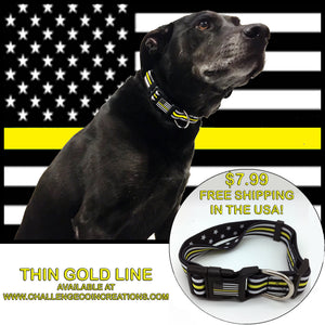 Classic Thin Gold Line Dog Collar Dispatcher Emergency Services 911 Operator - www.ChallengeCoinCreations.com