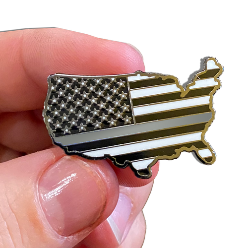Thin Gray Line Corrections U.S. Map Pin with 2 pin posts and deluxe pin clasps Correctional Officer CO P-038 - www.ChallengeCoinCreations.com
