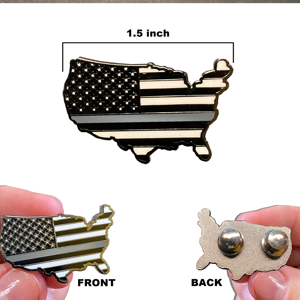 Thin Gray Line Corrections U.S. Map Pin with 2 pin posts and deluxe pin ...