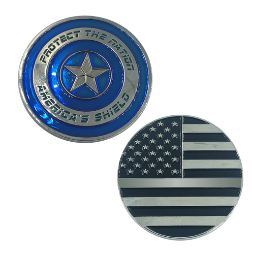 Thin GRAY Captain America Shield Police Corrections CO Correctional Officer Prison Guard BL7-020 - www.ChallengeCoinCreations.com