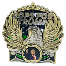 Load image into Gallery viewer, COPS for TRUMP 45th President Donald J. Trump MAGA CBP BORDER PATROL AGENT Deputy Sheriff BPA Thin GREEN Line Mount Rushmore St. Michael White House American Flag EL5-016