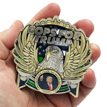 Load image into Gallery viewer, COPS for TRUMP 45th President Donald J. Trump MAGA CBP BORDER PATROL AGENT Deputy Sheriff BPA Thin GREEN Line Mount Rushmore St. Michael White House American Flag EL5-016