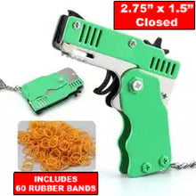 Load image into Gallery viewer, Rubber Band Gun Mini Metal Folding with Keychain and Rubber Band Shooting Game for Adults and Kids FREE USA SHIPPING SHIPS FROM USA