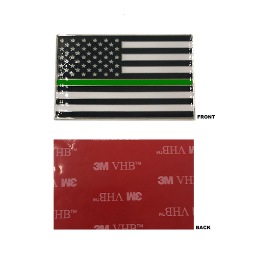 Thin Green Line US Flag Vehicle Emblem high-end metal decal with 3M VHB Tape Police CBP Border Patrol DL9-04