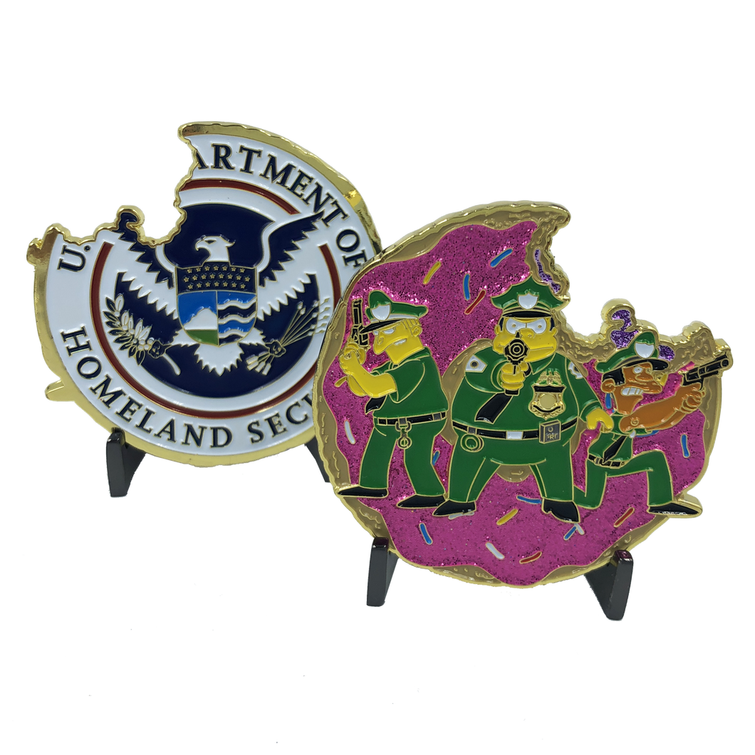 Green Police Task Force Simpsons inspired Donut Challenge Coin Sheriff Border Patrol A-011 - www.ChallengeCoinCreations.com