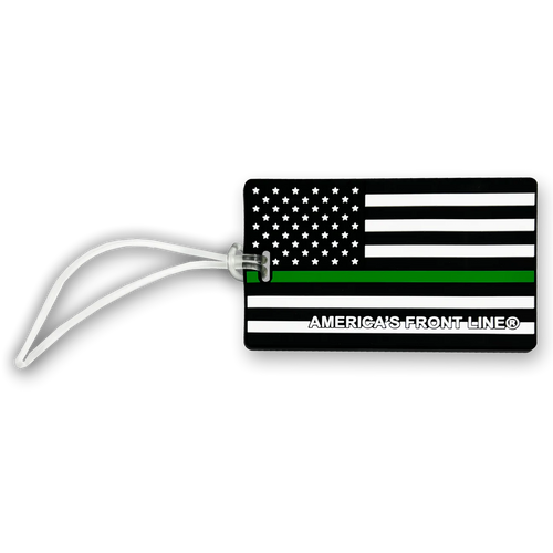 Thin Green Line American Flag Luggage ID Tag Border Patrol Agent Deputy Sheriff Army Marines BL1-08B LKC-94