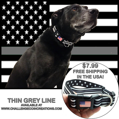 Thin Grey Gray Line Dog Collar CO Corrections Correctional Officer Jailer - www.ChallengeCoinCreations.com