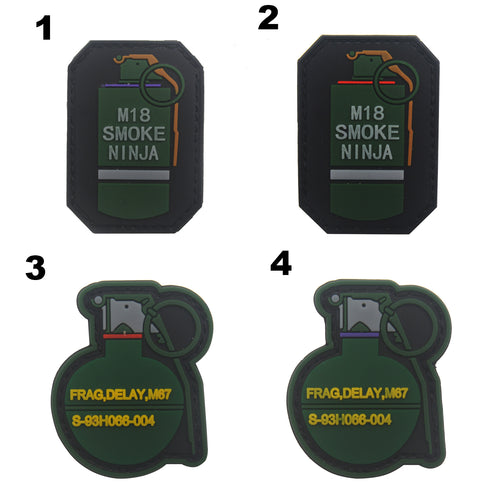 Ninja Smoke Frag Grenade PVC Hook and Loop Morale Patch PAT-438 FREE USA SHIPPING SHIPS FREE FROM USA