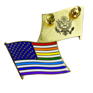 Large 2 inch LGBTQ Rainbow Pride American Flag 2 inch cloisonné gay pins CC-020 - www.ChallengeCoinCreations.com