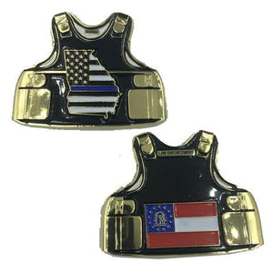 Georgia LEO Thin Blue Line State Body Armor Police Challenge Coin D-009 - www.ChallengeCoinCreations.com