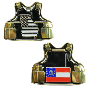 Georgia CO Correctional Officer Corrections Jail Prison Guard Thin Gray Line Police Body Armor State Flag Challenge Coins BL9-007 - www.ChallengeCoinCreations.com
