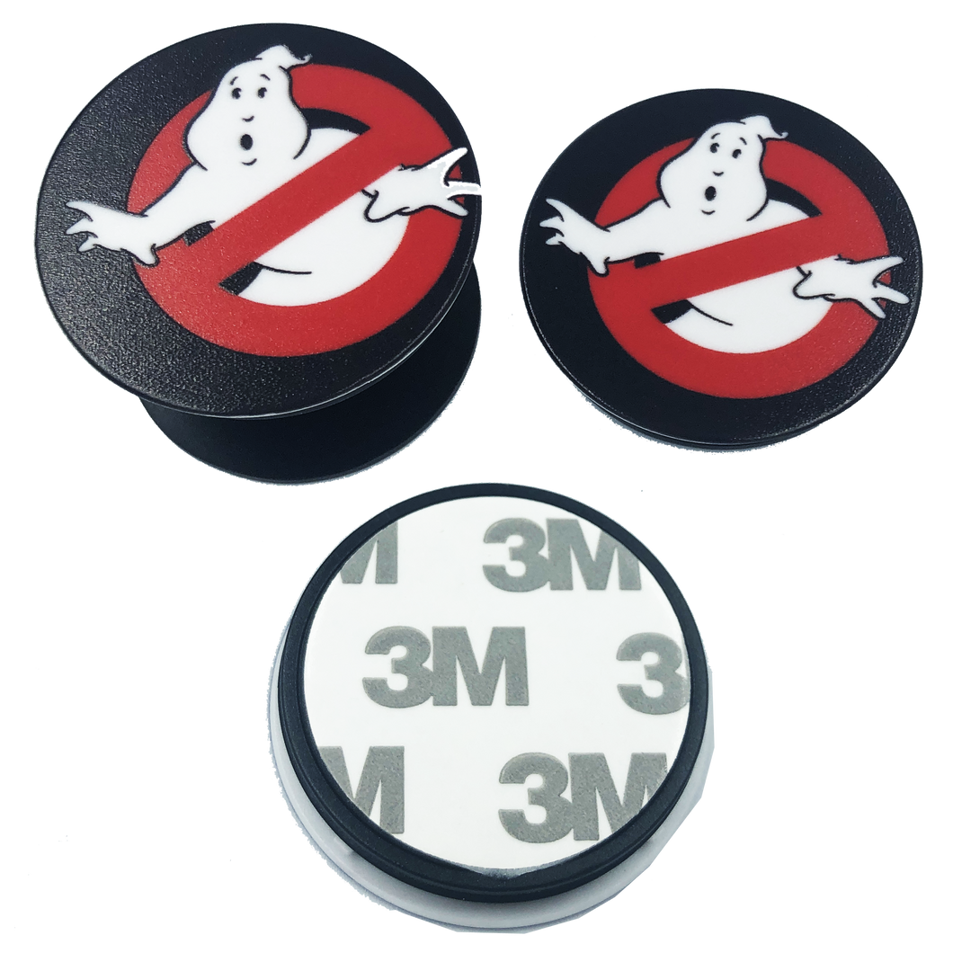 21-GB Ghostbusters no ghost Mooglie pop open cell phone holder iphone android ipad smart phone - www.ChallengeCoinCreations.com