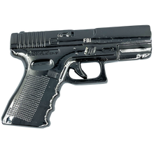 Load image into Gallery viewer, FBI inspired large 3 inch GLOCK Challenge Coin Medallion dual plated with black nickel and antique gold BL4-016 - www.ChallengeCoinCreations.com