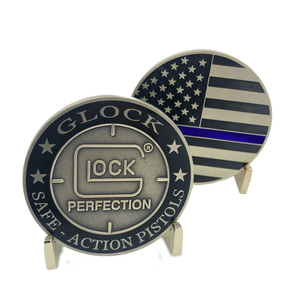 Glock inspired Thin Blue Line Police Challenge Coin J-019 - www.ChallengeCoinCreations.com