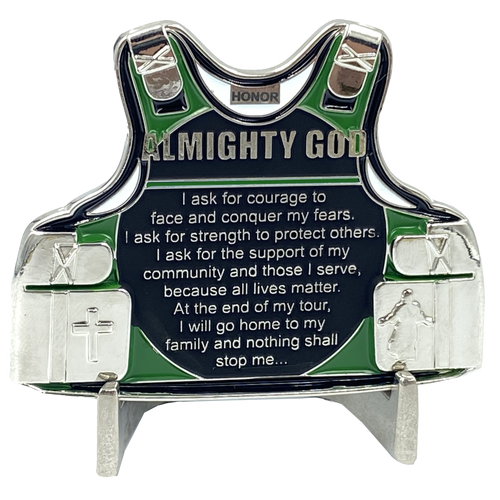 Police Officer's Prayer God Almighty Challenge Coin Thin Green Line Tactical Body Armor Border Patrol Marines Army Deputy Sheriff J-004 - www.ChallengeCoinCreations.com