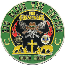 Load image into Gallery viewer, CBP Border Patrol Agent God&#39;s Work Gunslinger Honor First Challenge Coin Horse Patrol BL16-008 - www.ChallengeCoinCreations.com
