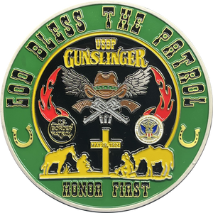 CBP Border Patrol Agent God's Work Gunslinger Honor First Challenge Coin Horse Patrol BL16-008 - www.ChallengeCoinCreations.com