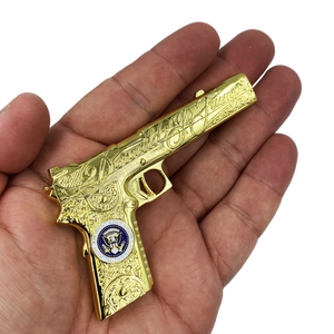 new Shiny Gold special edition TRUMP 2020 MAR-A-LAGO "Jesse James" 1911 MAGA Challenge Coin DL3-11 - www.ChallengeCoinCreations.com